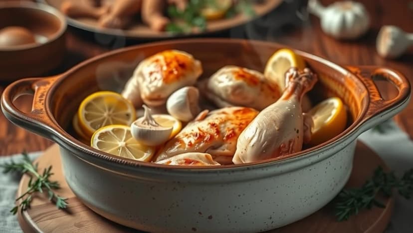 Kyckling med citron och vitlök från grytan